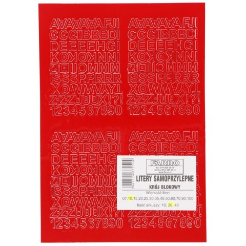 Farro Litery samoprzylepne czerwony Farro