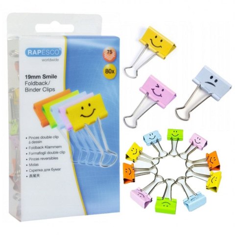 Rapesco Klipy mix kolor SMILE 19mm mix Rapesco