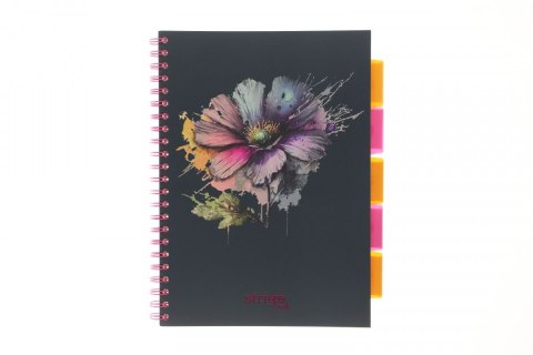 Strigo Kołozeszyt (kołonotatnik) KWIAT granatowy A4 100k. 80g krata Strigo (PADS075)