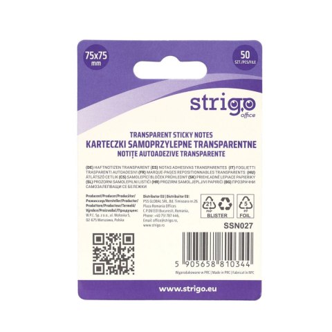 Strigo Notes samoprzylepny (karteczki) Strigo NEONOWE jasnozielony 50k [mm:] 75x75 (SSN027)