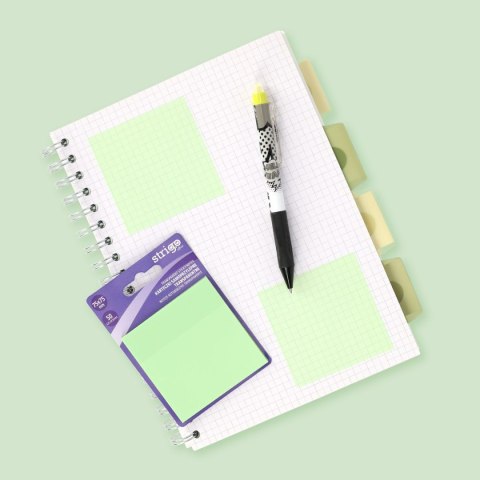 Strigo Notes samoprzylepny (karteczki) Strigo NEONOWE jasnozielony 50k [mm:] 75x75 (SSN027)