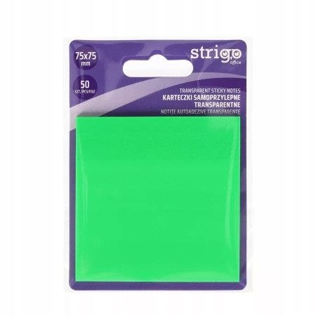 Strigo Notes samoprzylepny (karteczki) NEONOWE zielony 50k [mm:] 75x75 Strigo (SSN033)
