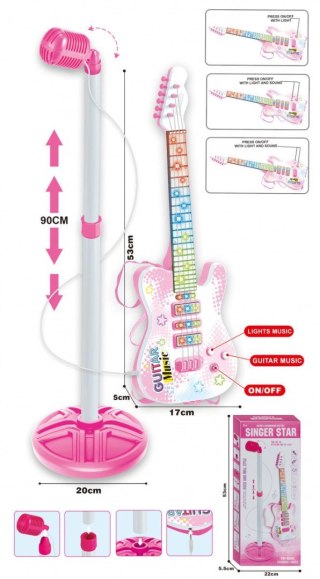 Lean Gitara Lean z mikrofonem na statywie jasna (20892)
