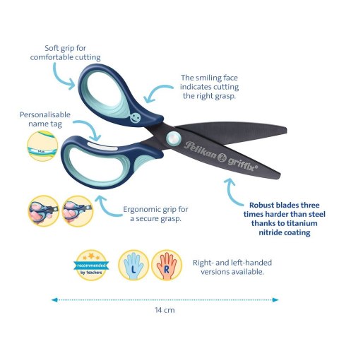 Pelikan Nożyczki Griffix zaokrąglone leworęczne niebieskie Pelikan (300008592)