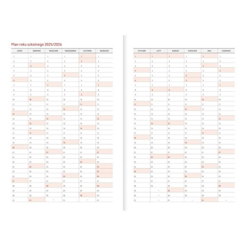 Wydawnictwo Wokół Nas Kalendarz nauczyciela książkowy (terminarz) GRANAT Wydawnictwo Wokół Nas NEBRASKA Z GUMKĄ A5 (A5TN070B-)