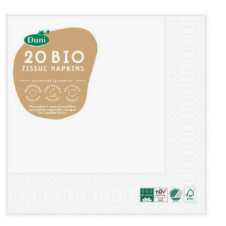 Duni serwetki papierowe 3-warstwowe 33x33cm 20szt. Białe