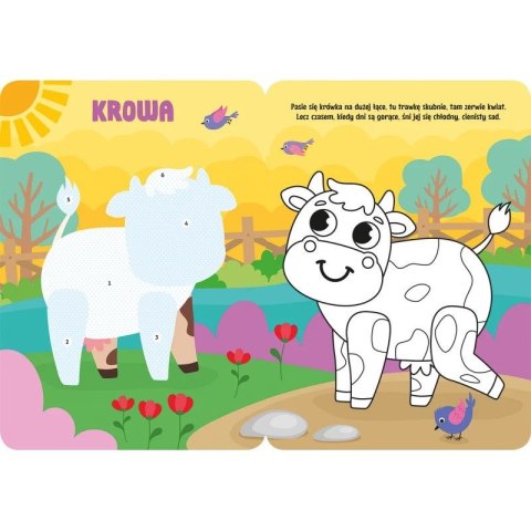 Aksjomat Książka dla dzieci Koloruję i naklejam. Zwierzątka na wsi. Duże naklejki od 3 lat Aksjomat