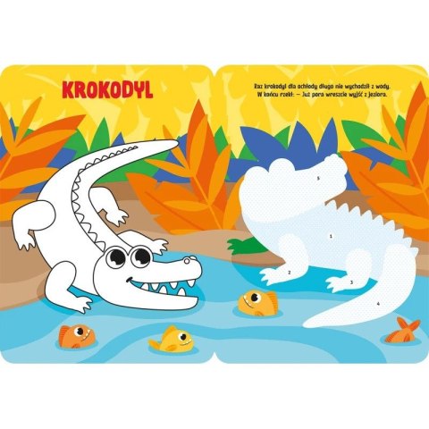 Aksjomat Książka dla dzieci Koloruję i naklejam. Zwierzątka w dżungli. Duże naklejki od 3 lat Aksjomat