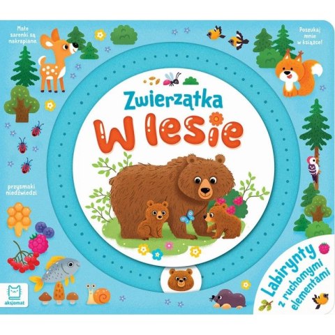 Aksjomat Książka dla dzieci Zwierzątka w lesie. Labirynty z ruchomymi elementami Aksjomat