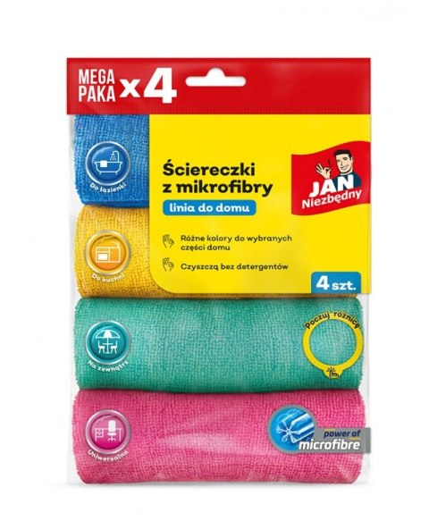 Jan Niezbędny Ścierka Jan Niezbędny z mikrofibry 4 sztuki mikrofibra [mm:] 300x300 (SA-JN-355832)