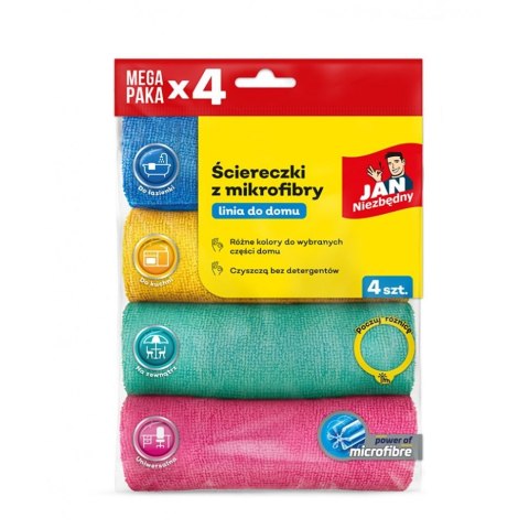 Jan Niezbędny Ścierka Jan Niezbędny z mikrofibry 4 sztuki mikrofibra [mm:] 300x300 (SA-JN-355832)
