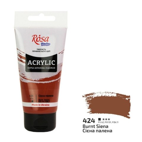 Rosa Farba akrylowa BURNT SIENNA kolor: brązowy 75ml Rosa