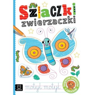 Aksjomat Książka dla dzieci Szlaczki zwierzaczki. Edukacyjna książeczka z naklejkami Aksjomat