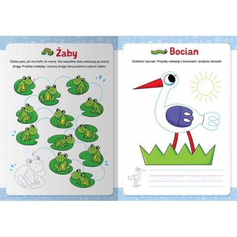 Aksjomat Książka dla dzieci Szlaczki zwierzaczki. Edukacyjna książeczka z naklejkami Aksjomat