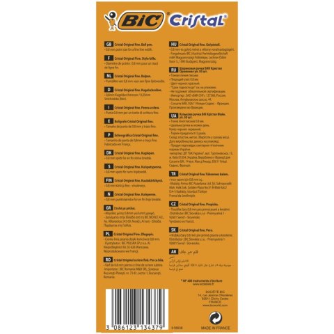 Bic Długopis CRISTAL FINE CZERWONY wkład czerwony 0,7mm Bic (872720)