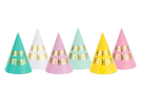 Partydeco Czapka party Happy Birthday, mix, 16cm mix papier Partydeco (CPP22)