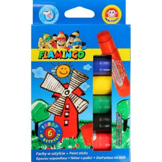 Flamingo Farby plakatowe wykręcane, w sztyfcie kolor: mix 6 kolor. Flamingo (FS6R)