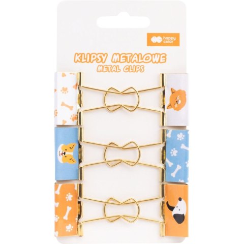 Happy Color Klipsy do spinania dokumentów CAT&DOG, metal 6 szt Happy Color (HA 4821 01CD-WP6)