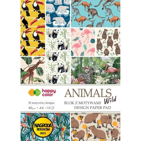 Happy Color Zeszyt papierów kolorowych ANIMALS WILD A4 80g 15k Happy Color (HA 3808 2030-MW)