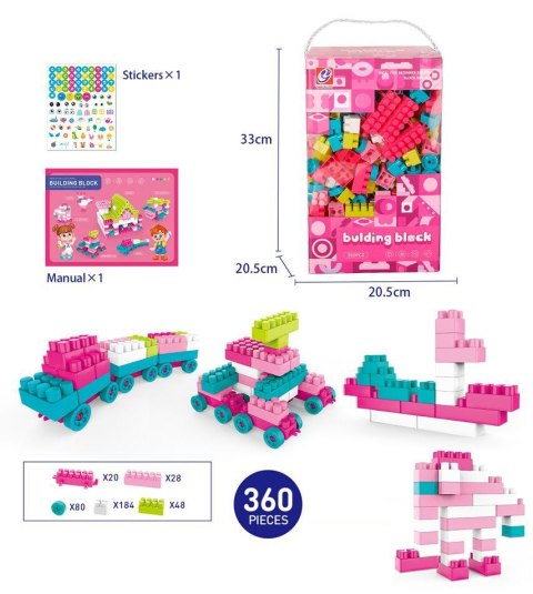 Lean Klocki konstrukcyjne różowe 360 el. Lean (23508)