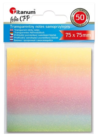 Titanum Notes samoprzylepny (karteczki) transparentne, z polipropylenu 75x75 mix 50k [mm:] 75x75 Titanum