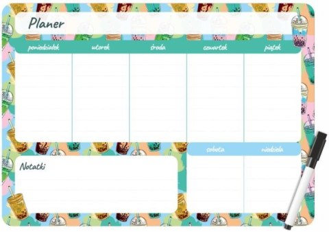 Biurfol Podkład na biurko BUBBLE TEA PLANER MAGNETYCZNY TYGODNIOWY mix PVC PCW Biurfol (PM-02-37)
