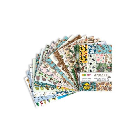 Happy Color Zeszyt papierów kolorowych ANIMALS WILD A4 80g 15k Happy Color (HA 3808 2030-MW)