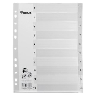 Titanum Przekładki do segregatora PP Titanum A4 10 kartek indeks numeryczny (IN10)