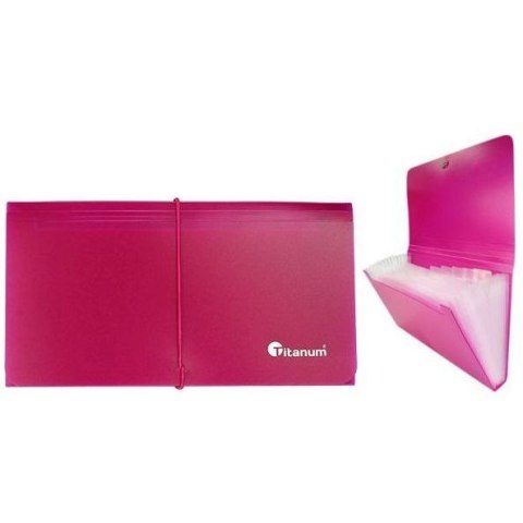 Titanum Teczka segregująca PP Titanum DL z gumką 13 przegródek różowa (TDL12RE)