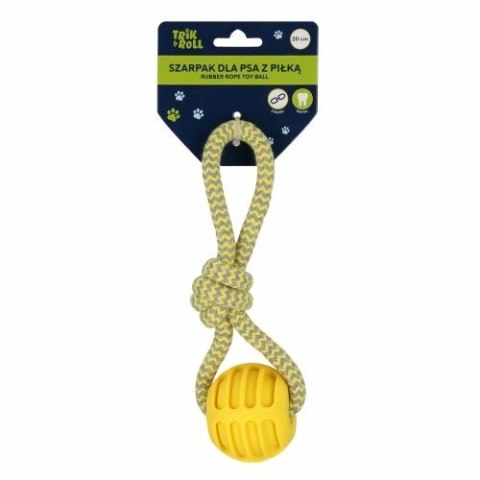 Trik Roll Gadżet Zabawka dla psa Szarpak 20 cm z piłką żółty Trik Roll (560701)