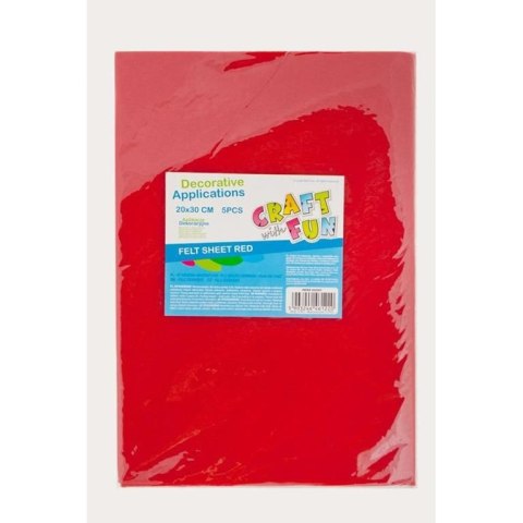 Craft with Fun Ozdoba filcowa 20x30x5szt czerw 20x30 Craft with Fun (439307)