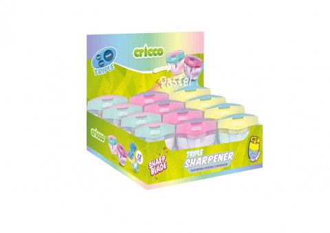 Cricco Temperówka potrójna z pojemnikiem pastel mix plastik Cricco (CR225)