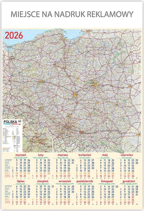 Telegraph Kalendarz ścienny MAPA plakatowy 670mm x 988mm Telegraph (08)