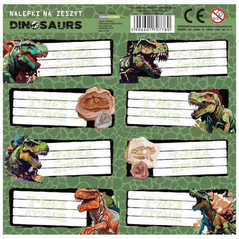 Derform Naklejka na zeszyt Dinozaur Derform (NNZDN20)
