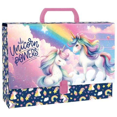 Derform Teczka z szerokim grzbietem na zatrzask JEDNOROŻEC A4 mix Derform (TRGJR16)