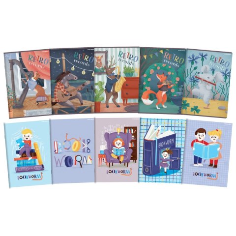 Top 2000 Zeszyt BOOKWORM/RETRO A5 32k. 70g podwójna linia kolor Top 2000 (400169401)