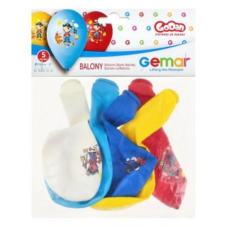 Godan Balon gumowy nadruk Pirat kolorowy 12cal, 5 sztuk bd 5 szt mix 12cal Godan (GD-PIK)