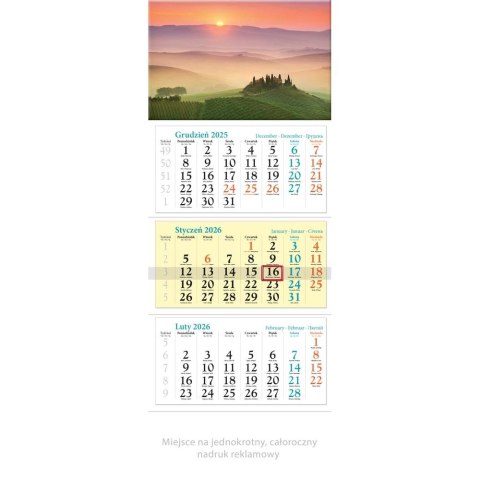 Lucrum Kalendarz ścienny trójdzielny 320mm x 860mm Lucrum (KT12)