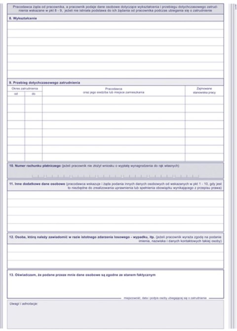 Michalczyk i Prokop Druk offsetowy Kwestionariusz osobowy dla osoby ubiegającej się o zatrudnienie A4 40k. Michalczyk i Prokop (504-B1)