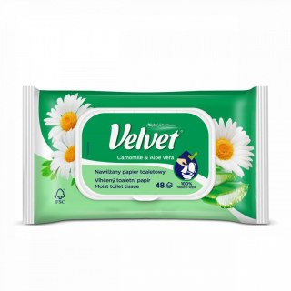 Velvet Papier toaletowy nawilżany Camomile&Aloe Vera kolor: biały 48 szt Velvet