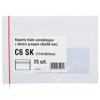 WZ Eurocopert Koperta C6 biała okno prawe [mm:] 114x162 WZ Eurocopert (b15d15) 25 sztuk