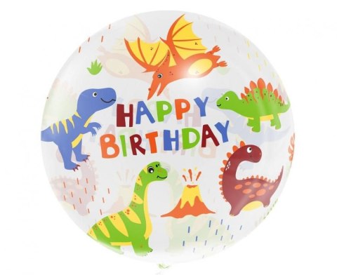 Godan Balon foliowy Aqua - kryształowy, Happy Birthday (dinozaury) 20cal Godan (KR-20HD)
