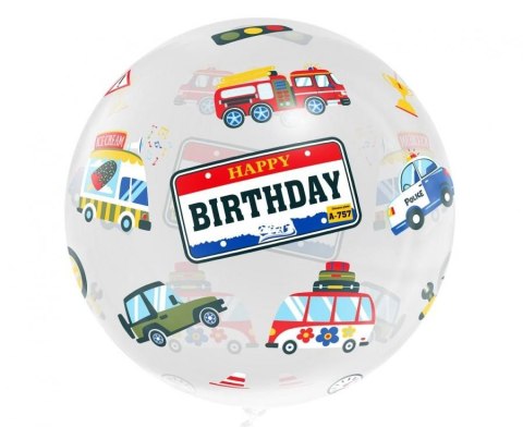 Godan Balon foliowy Aqua - kryształowy, Happy Birthday (pojazdy) 20cal Godan (KR-20HP)