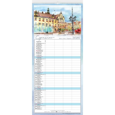 Lucrum Kalendarz ścienny Akwarele Z Polski notatnikowy 110mm x 470mm Lucrum (WN04)