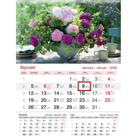 Lucrum Kalendarz ścienny JEDNODZIELNY 2025 BUKIET A4 Lucrum (KJ04)