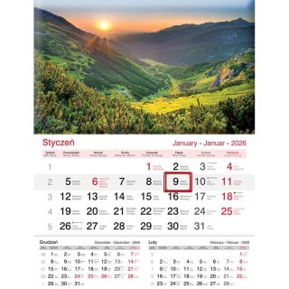 Lucrum Kalendarz ścienny JEDNODZIELNY 2025 GÓRY A4 Lucrum (KJ03)