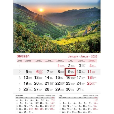 Lucrum Kalendarz ścienny JEDNODZIELNY 2025 GÓRY A4 Lucrum (KJ03)