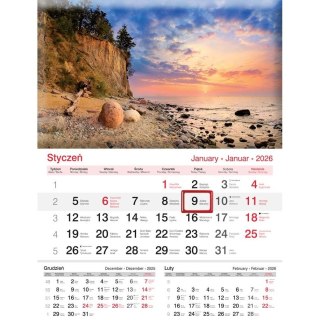 Lucrum Kalendarz ścienny JEDNODZIELNY 2025 PLAŻA A4 Lucrum (KJ02)