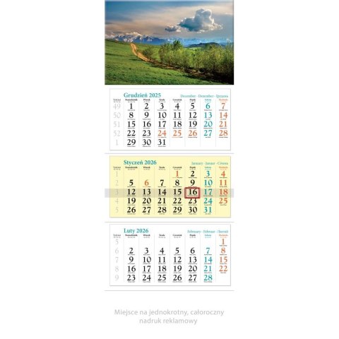 Lucrum Kalendarz ścienny trójdzielny 320mm x 860mm Lucrum (KT04)