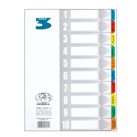 Tres Przekładka numeryczna laminowana A4 1-10 Tres